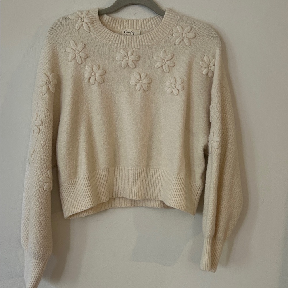 Jessica Simpson Cream Chunky Floral Sweater